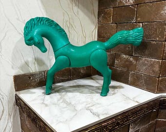 Large vintage toy, green plastic horse, Soviet toy, horse figurine, rare collectible toy, children's room, old toys, vintage gift