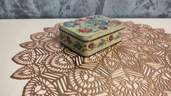 Colorful metal rectangular box.Flower painting.Or… - image 9