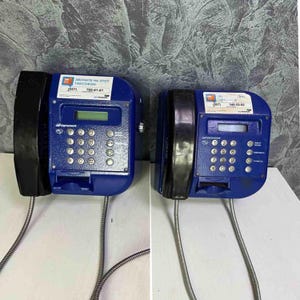 2 Blaue Straßen Münzfernsprecher, Retro Telefonzelle, Druckknopftelefon, Straßenkartentelefon, Stadtmünztelefon, Geschenkidee, Bürodekor