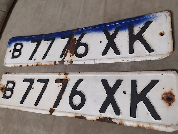 Vintage USSR Car License Plate B7776HK - 1970s Soviet Metal Sign