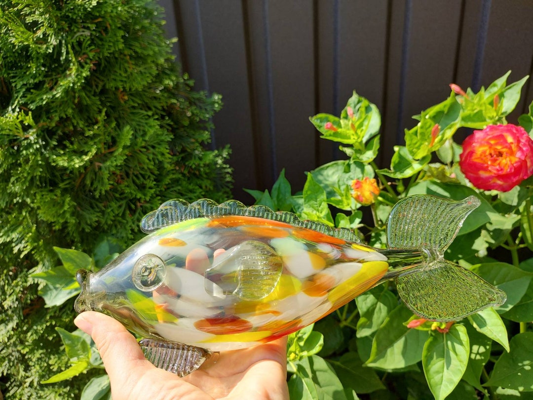 Murano Glass Fish Sculpture.glass Handblown Fish Made of Colored Glass.soviet Figurine Made of