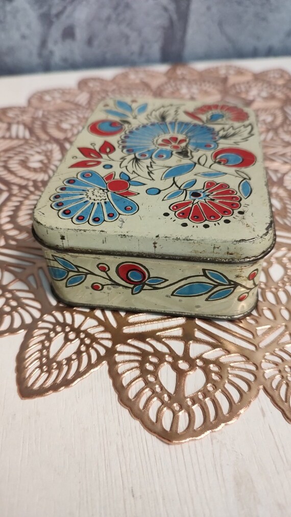 Colorful metal rectangular box.Flower painting.Or… - image 6