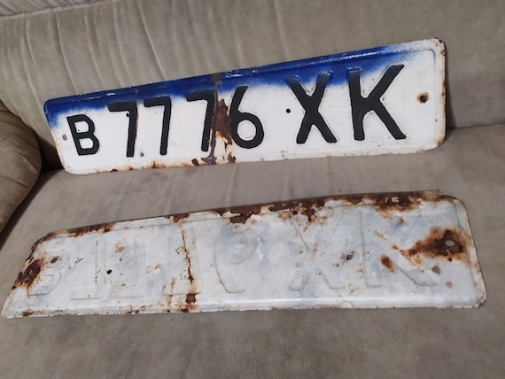 Vintage USSR Car License Plate B7776HK - 1970s Soviet Metal Sign
