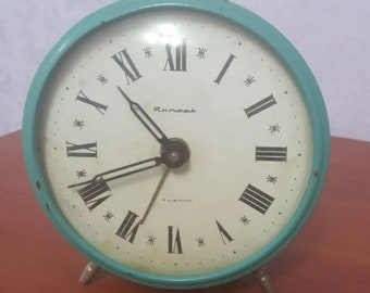 intage table alarm clock Jantar, Precise time, USSR mechanical table clock, Retro Clock in a metal case, Gift.