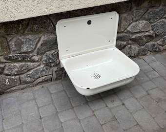 Vintage Emaille Metall Waschbecken, rustikale Gartendekoration