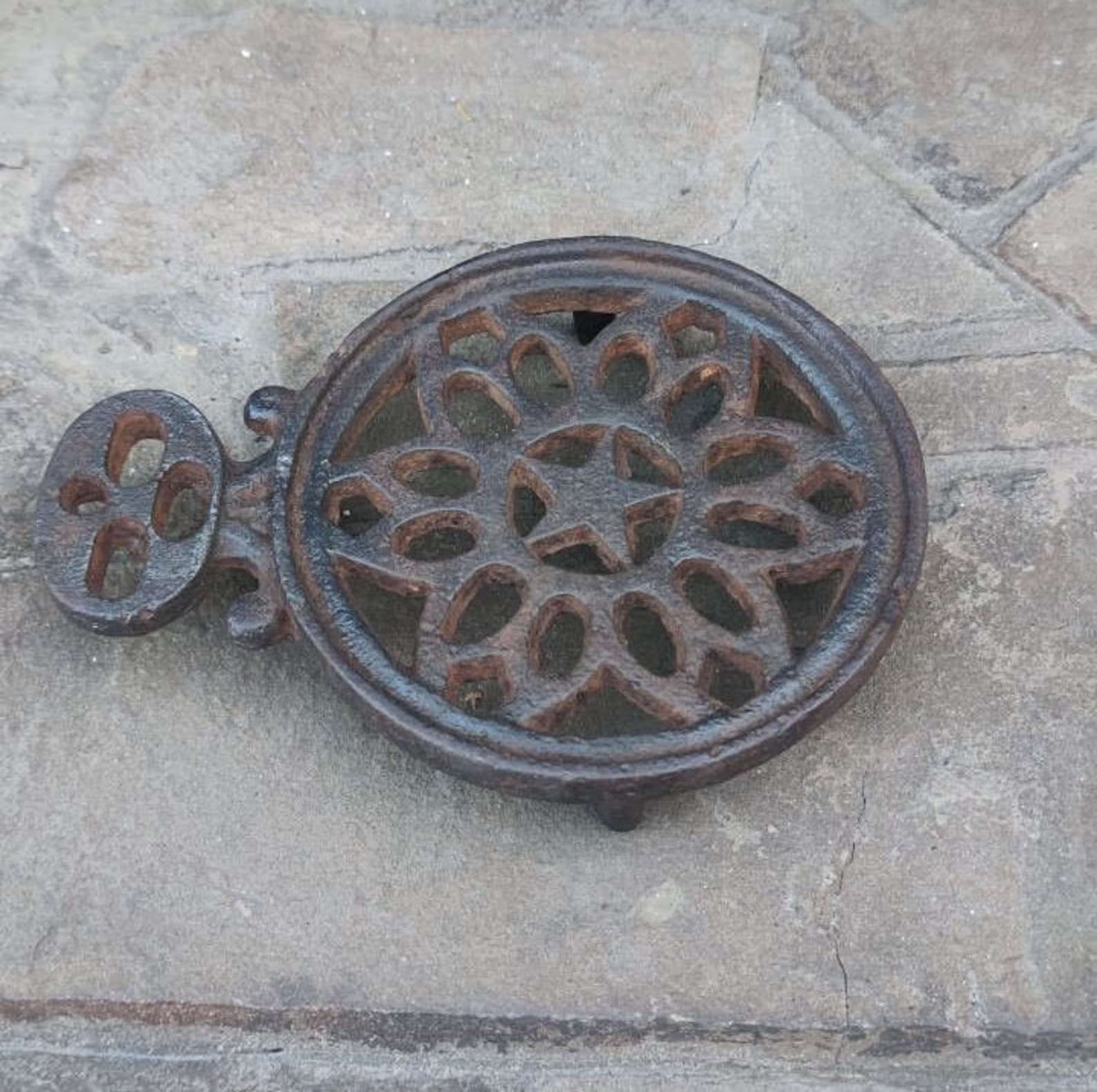 Vintage Round Cast Iron Hot Plate. Soviet Plate Hot Pot or Casserole