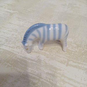 Art Deco figurine Zebra. Vintage porcelain figurine of an animal. Hand-painted figures of animal mammals. Blue and gold. 1960s Made in USSR