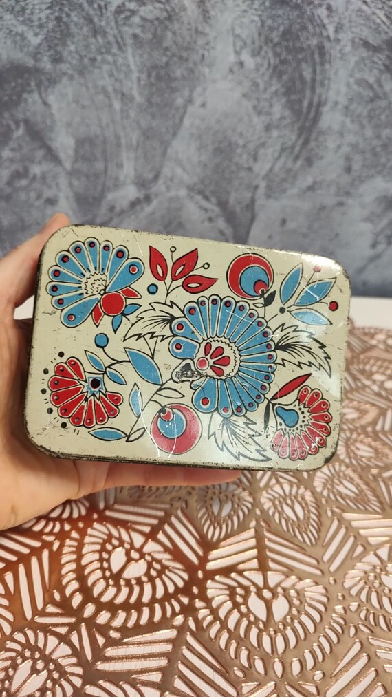 Colorful metal rectangular box.Flower painting.Or… - image 5