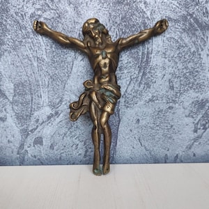 Jesus Christ Bronze Sculpture Figurine Religious Object Art Casting Cross Collector Wall Crucifix Figurine Corpus Christi