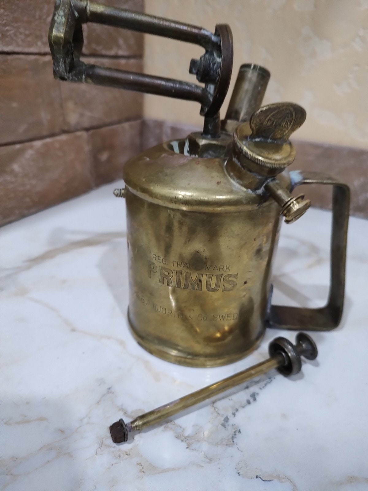 Primus Vintage Blowtorch Brass Blowtorch Gasoline Torch Industrial Home Decor 1950s Hand Tool Made in Sweden