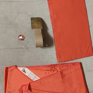 Vintage Soviet Pioneer Kit: Silk Tie, Garrison Cap, Belt & Icon