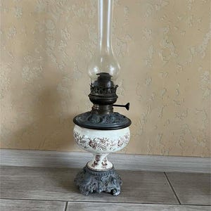 Antique kerosene lamp.Large portable night light.Metal kerosene lamp with glass.Table kerosene lamp.