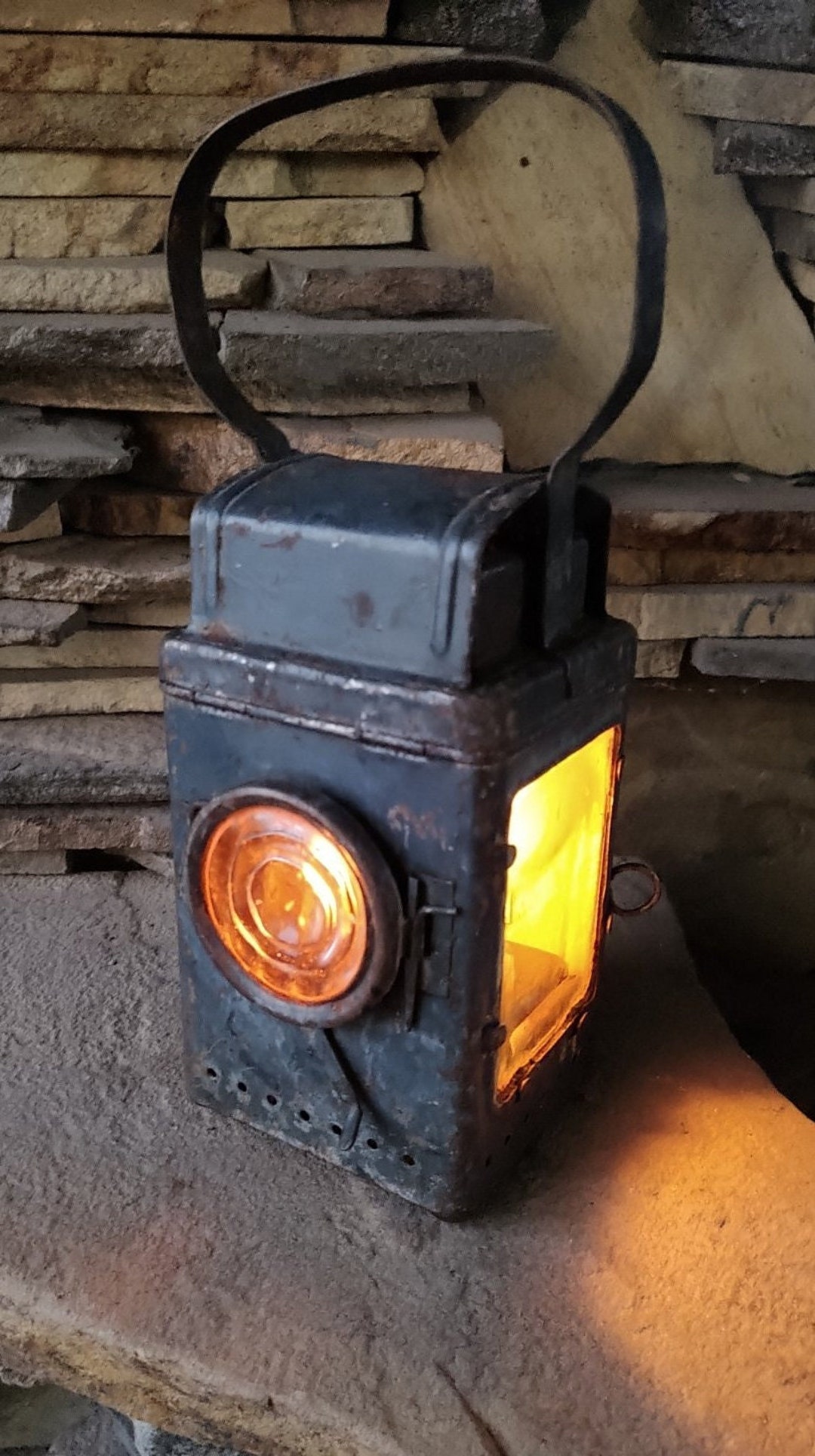 Antique Kerosene Lantern.vintage Signal Industrial Railroad Searchlight