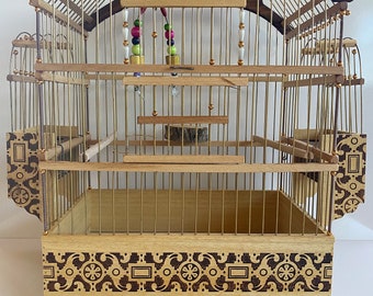 WOODEN BIRD CAGE /  Parakeet Cage / Goldfinch Cage / Canary Cage / Birdcage