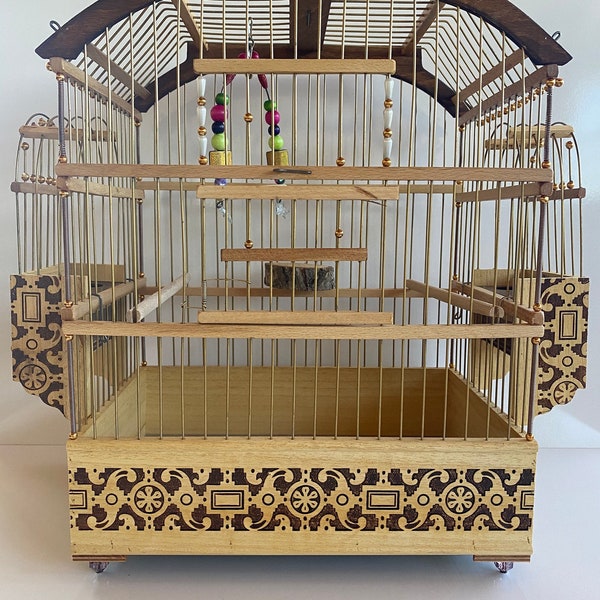 WOODEN BIRD CAGE /  Parakeet Cage / Goldfinch Cage / Canary Cage / Birdcage