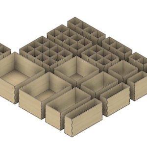 Konfigurowalne wkłady do szuflad Ikea | Przegrody | 10 cm wysokości | Pliki cięte laserowo | Pliki PDF 2D DXF SVG | Glowforge