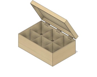 Tea box with hinges | Gift box | Laser cut | 2D DXF SVG template files | Glowforge