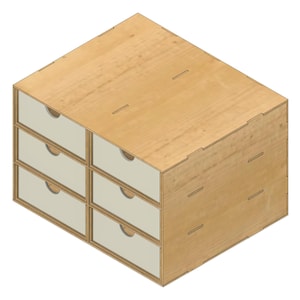 Hobby organizer six drawers | Laser cut files | 3mm, 4mm, 5mm,6mm options | Modular | 2D DXF SVG files | Glowforge