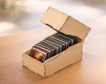 Modular Trading Card Storage Box SVG DXF PDF | Laser Cut Hinged Organizer | Adjustable Dividers | Pokemon Card Holder