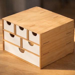 Organisateur de tiroir mixte : fichiers découpés au laser (DXF SVG PDF) | Rangement de bureau Hobby combiné