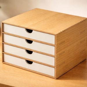 Breiter Hobby Organizer mit 4 Schubladen: Laser Cut-Dateien (DXF SVG PDF) | Schreibtischteile Aufbewahrungsbox