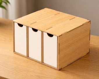 3-Drawer Hobby Organizer: Laser Cut Files (DXF SVG PDF) | Modular Desktop Storage