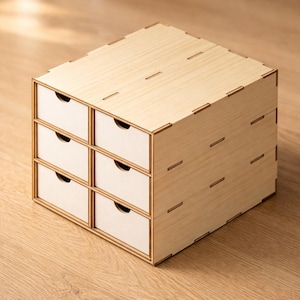 Kallax 6-Drawer Insert: Laser Cut Files (DXF SVG PDF) | Ikea Kallax Desk Organizer