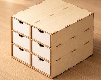 Kallax 6-Drawer Insert: Laser Cut Files (DXF SVG PDF) | Ikea Kallax Desk Organizer