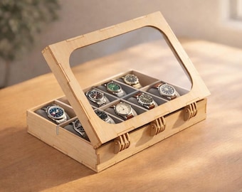 Watch Box with Lid: Laser Cut Files (DXF SVG PDF) | Men Wooden Watch Storage Gift