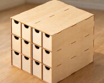 Kallax 12-Drawer Insert: Laser Cut Files (DXF SVG PDF) | Ikea Kallax Small Parts Storage