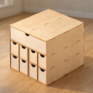 Inserto para cajones mixtos Ikea Kallax - 8+1: Archivos de corte láser (DXF SVG PDF) / Almacenamiento para manualidades Ikea Kallax