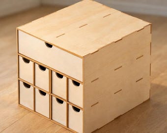 Ikea Kallax Mixed Drawer Insert - 8+1: Laser Cut Files (DXF SVG PDF) | Ikea Kallax Craft Storage