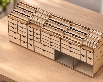 Modular Desktop Organizer: Laser Cut Files (DXF SVG PDF) | Hobby Paint Rack System