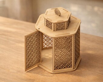 Candle Holder and Lantern: Laser Cut Files (DXF SVG PDF) | Wood Light Shade Decor