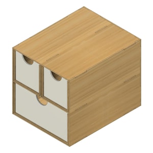 Hobby organizer two plus one drawers | Laser cut files | 3mm, 4mm, 5mm, 6mm options | Modular | 2D DXF SVG PDF files | Glowforge