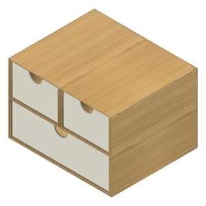 Hobby organizer two plus one drawers | Laser cut files | 3mm, 4mm, 5mm, 6mm options | Modular | 2D DXF SVG PDF files | Glowforge