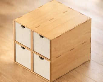 Kallax 4-Drawer Insert: Laser Cut Files (DXF SVG PDF) | Ikea Kallax Tool Storage