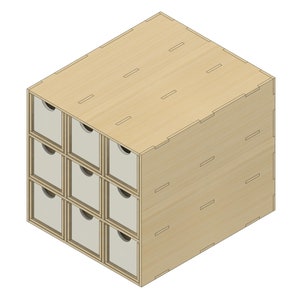 Kallax opbergvak | Ikea-hack | 3 x 3 | 3 mm, 4 mm, 5 mm, 6 mm dik | Bestanden voor laser | Digitale 2D-DXF-SVG-pdf-bestanden