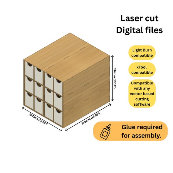Kallax 12-drawer Insert: Laser Cut Files (DXF SVG PDF) | Ikea