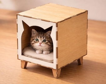Cat Tower Bed: Laser Cut Files (DXF SVG PDF) | Cat Furniture House Diy Plans