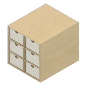 Kallax Organizer Insert | Ikea Hack | Six Drawers | 3mm, 4mm, 5mm, 6mm Thick | Laser cutting files | 2D DXF SVG PDF Digital files
