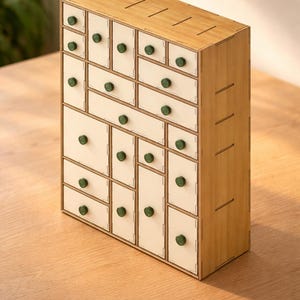 24-Drawer Parts Organizer: Laser Cut Files (DXF SVG PDF) | Workshop Storage Cabinet