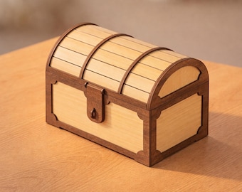 Cofre del tesoro pirata: Archivos de corte láser (DXF, SVG, PDF) / Caja de regalo infantil DIY
