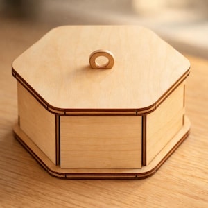Hexagon Geschenkbox: Laser Cut Dateien (DXF SVG PDF) | Kleine Schmuck Ring Box