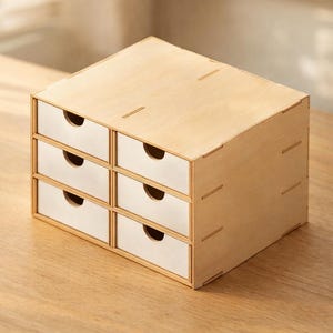 6-Drawer Desk Organizer: Laser Cut Files (DXF SVG PDF) | Small Parts Storage Hobby