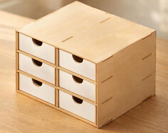 Organizzatore da scrivania a 6 cassetti: file per taglio laser (DXF SVG PDF) / Organizzazione di piccoli componenti per hobby