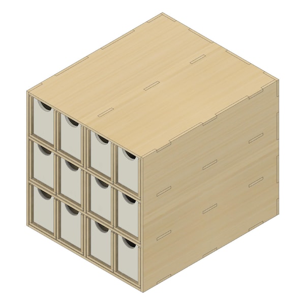 Kallax Organizer Insert | Ikea Hack | Twelve Drawers | 3mm, 4mm, 5mm, 6mm Thick | Laser cutting files | 2D DXF SVG PDF Digital files