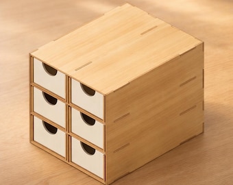 6-Drawer Hobby Organizer: Laser Cut Files (DXF SVG PDF) | Narrow Hobby Parts Storage