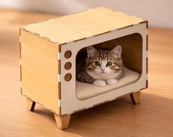 Tv Cat Bed: Laser Cut Files (DXF SVG PDF) | Cat Furniture House Plans