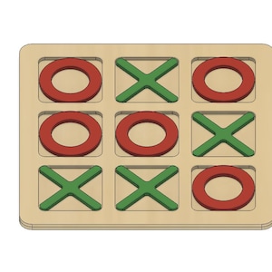 Tic Tac Toe | Game | Laser cut files | Any thickness | Children&#39;s game | 2D DXF files | Glowforge